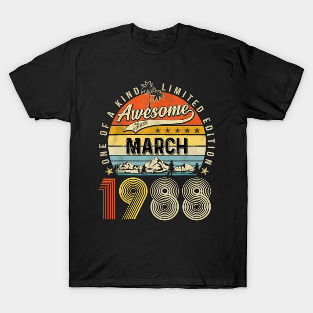 Awesome Since March 1988 Vintage 35th Birthday T-Shirt by Red and Black Floral